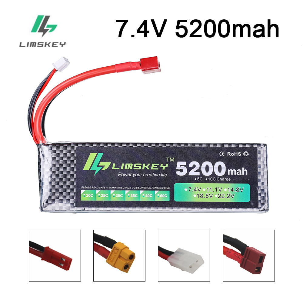 Rc Hobby Boat - แบตเตอรี่ลิมส์กี้ พาวเวอร์ 7.4V 5200mAh แบตเตอรี่ 30C